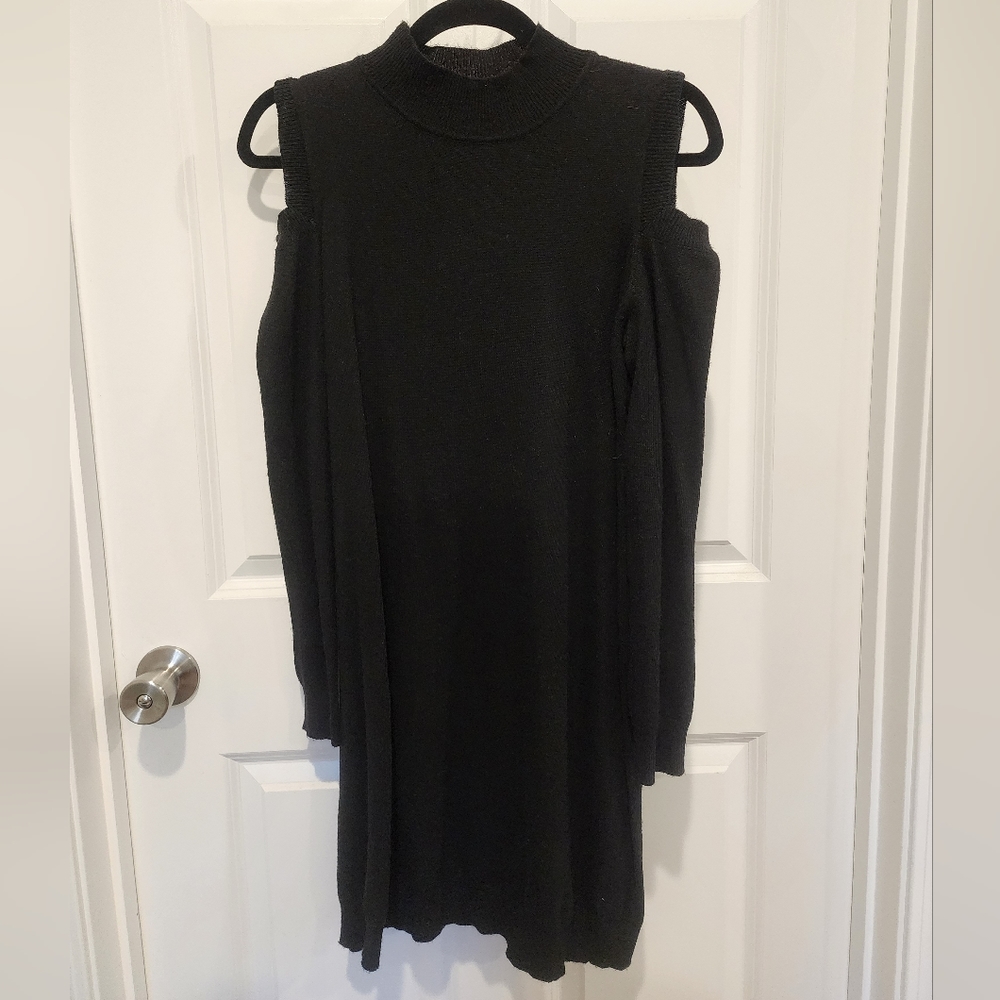 Boutique sweater dress with shoulder cutouts